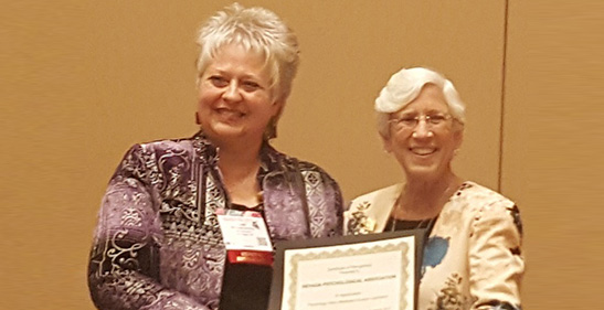 Lisa Linning, PhD, on behalf of the Nevada Psychological Association, was recognized for Nevada's successes in passing legislation to become part of PSYPACT, for achieving Medicaid reimbursement for services provided by doctoral interns, and for successfully changing the corporate practice law to allow psychologists to partner with physicians for integrated health care practices.
