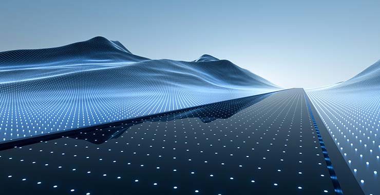 Abstract illustration of background of waves and mountains