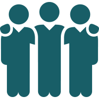An icon image of three people with their arms around each other