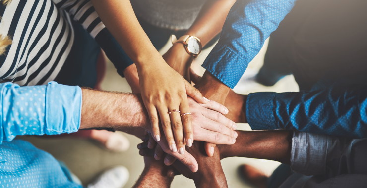 Group of hands touching