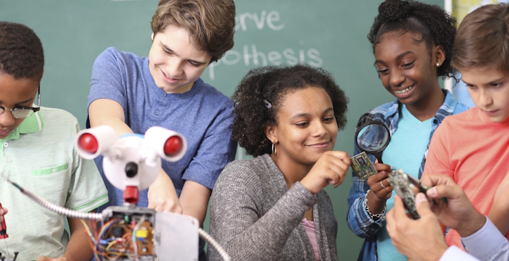 youth working on an interactive electronic project