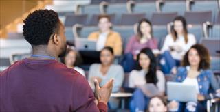 black professor teaching a class