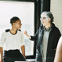 two women having a pleasant conversation