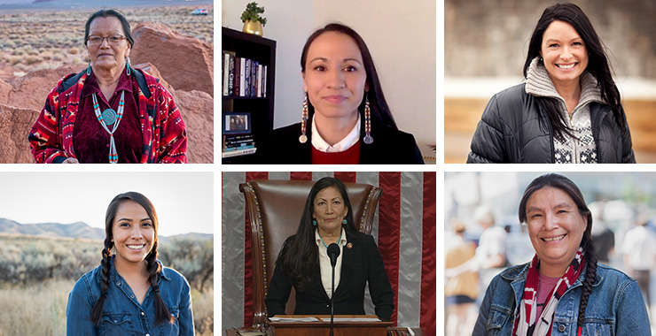 Images of Indigenous women, including members of Congress Deb Haaland and Sharice Davids