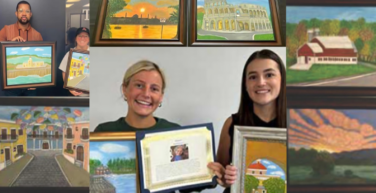 a collage of artwork to be auctioned
