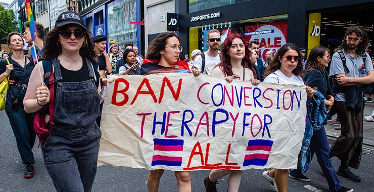 people protesting conversion therapy
