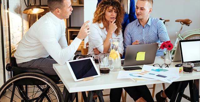 Group of people including person with disabilities