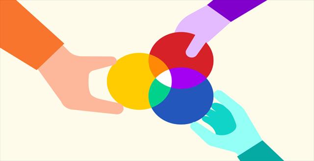 Stylized illustration representing diverse collaboration 