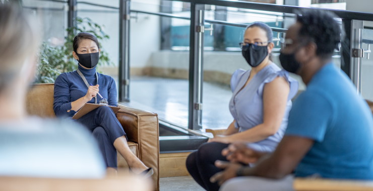 In-person group therapy session